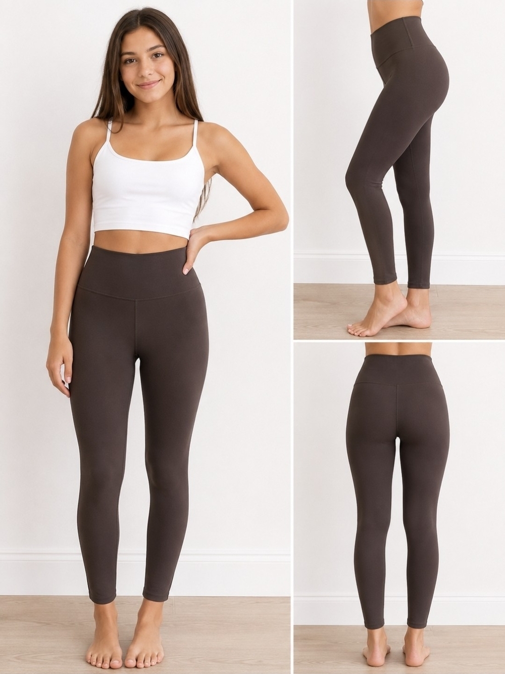 High-Rise Women's Legging Pants in Dark Brown
